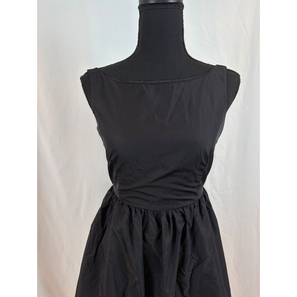 Black Open Back Mini Dress with Statement Bow Sleeveless Fit and Flare Size 0
